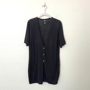 [Vintage] Hart Schaffner & Marx Brown Merino Wool Short Sleeve Cardigan Medium M